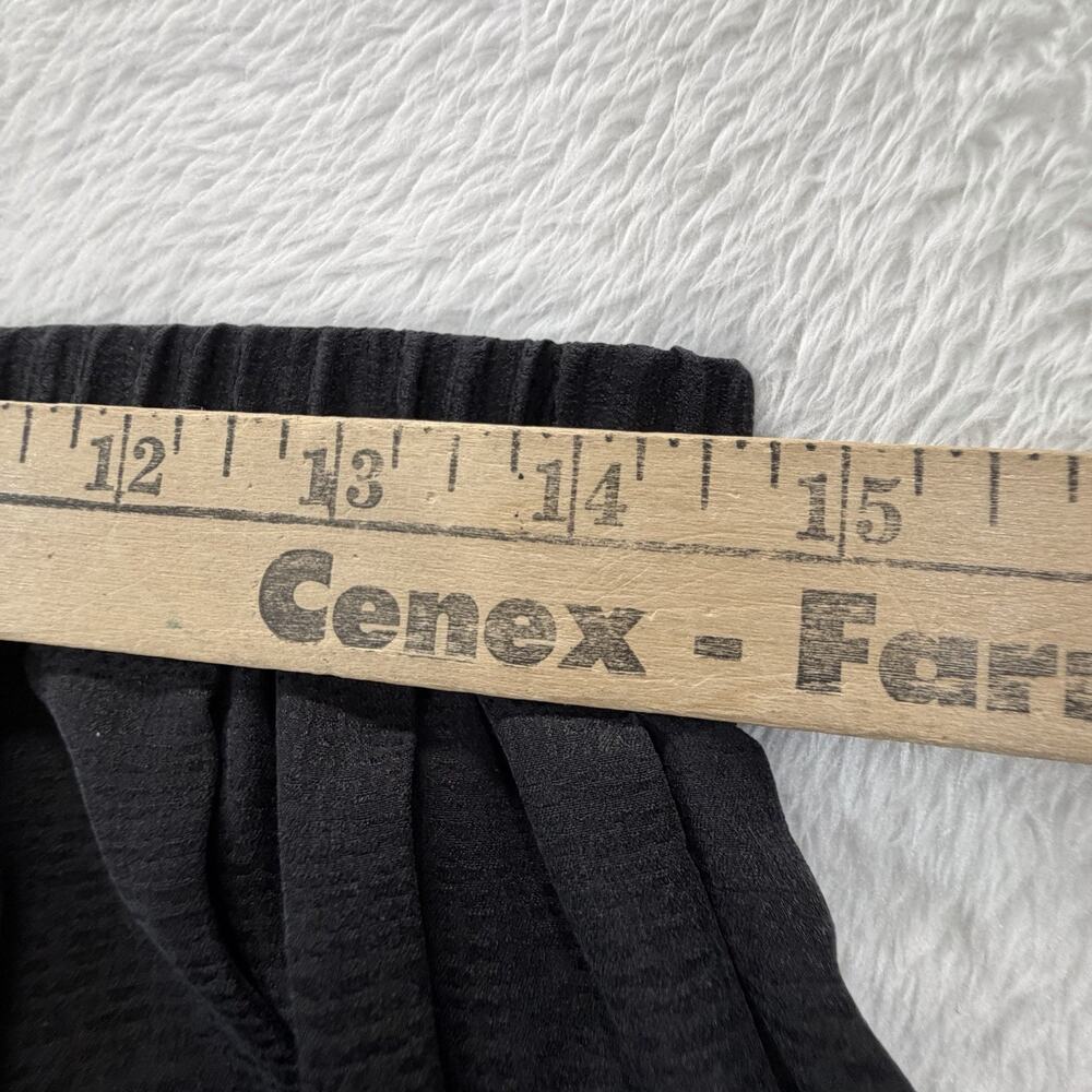 Black 100% Silk Elastic Waist Band Midi Skirt Size 10 Textured Pattern - Picture 7 of 11